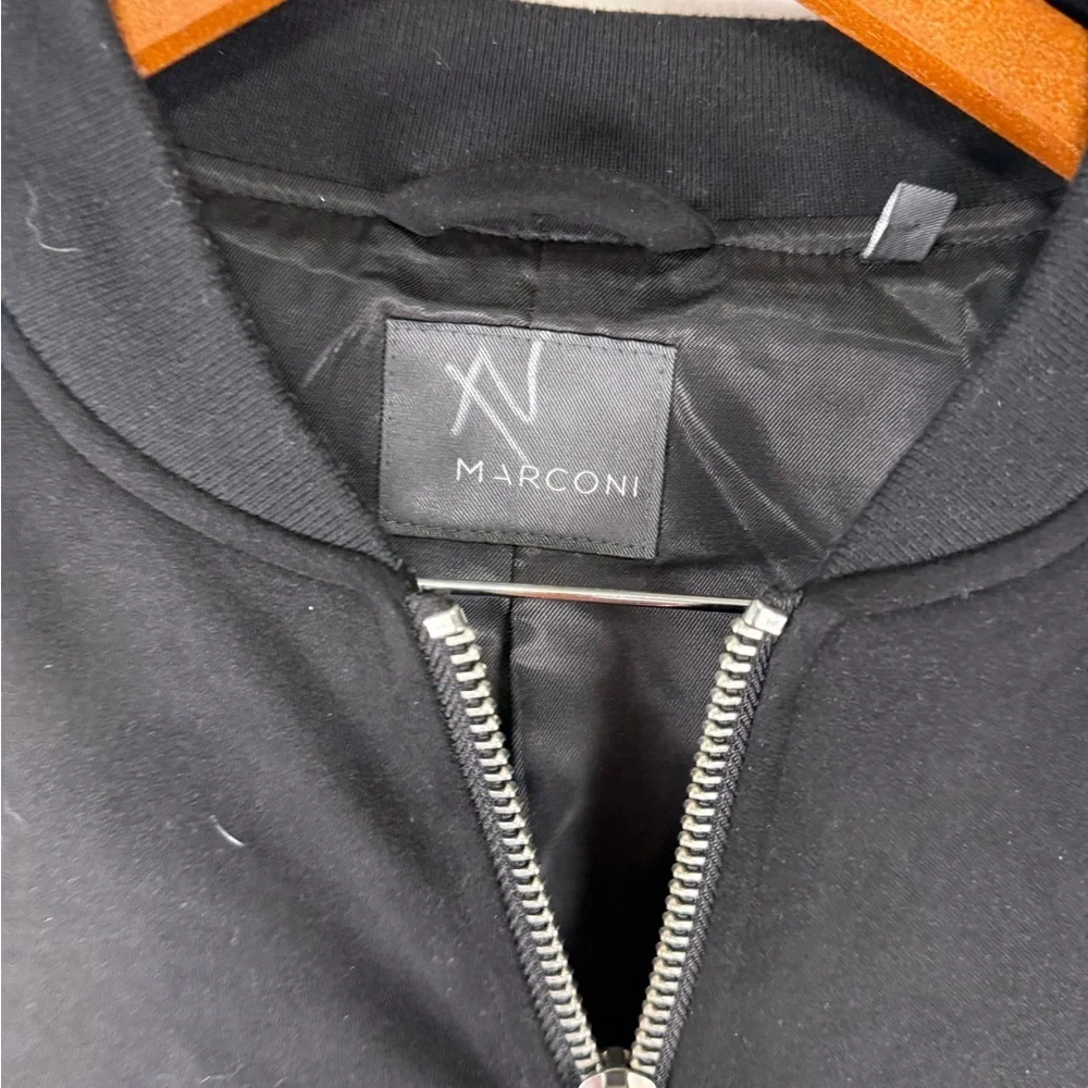 Marconi Jacket Black coat mens Large Black zip Jacket  Size L Zip Up
